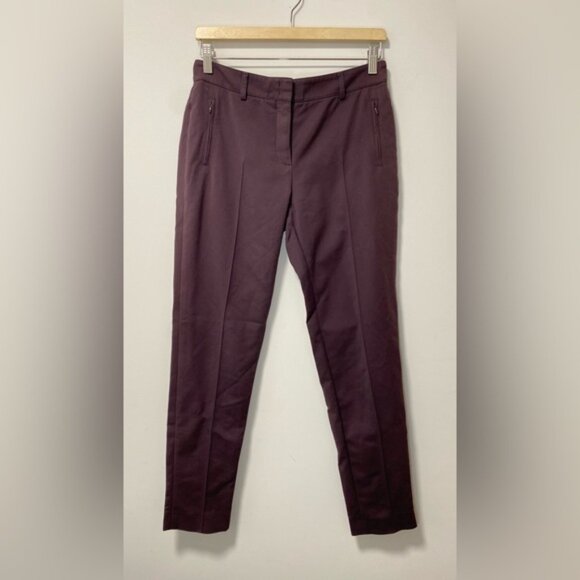 Akris Punto Straight-Leg Pants Purple Cotton Blend — Size 6 - Picture 5 of 11